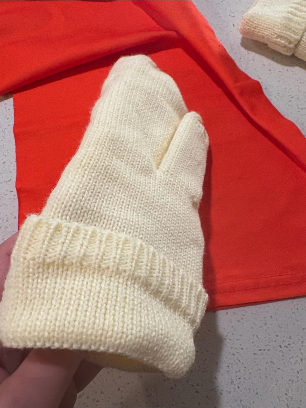 Aperol Orange & Cream Neck Gaiter, Mittens, and Headband Set